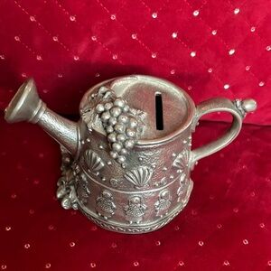 Silver Watering Can Coin Bank